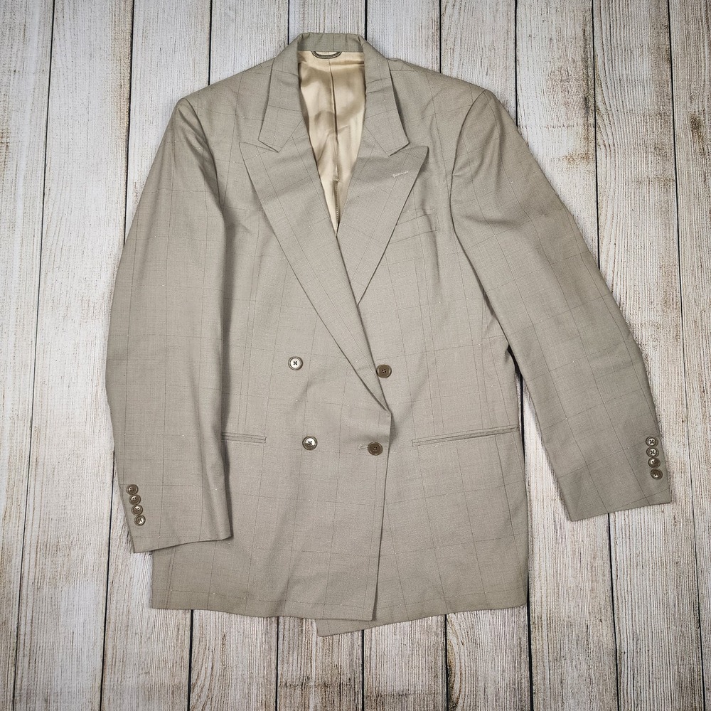 Christian Dior Monsieur Blazer Mens Size 41L Taupe/Purple Double Breasted